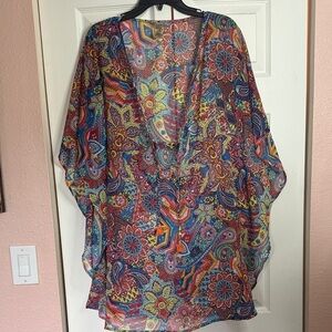 Multicolor Blue Rod Beattie Coverup size M